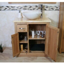 Bathroom Vanity Unit Free Standing Golden Honey Onyx Top White Marble Basin 503Go25Wm - thumbnail 3