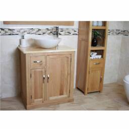 Bathroom Vanity Unit Free Standing Golden Honey Onyx Top White Marble Basin 503Go25Wm - thumbnail 2