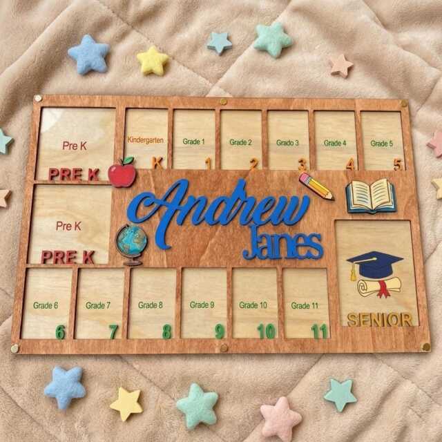 Personalized School Years Photo Frame, Pre K To Graduation Picture Custom Name Frame - image 1