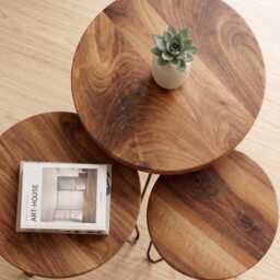 Oval Laminated Walnut Side Table With Hairpin Legs, Wood End Table, Living Room Furniture - thumbnail 3