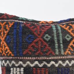 Vintage Turkish Kilim Pillow Cover Handwoven Wool Throw - 16''x16'' - thumbnail 3