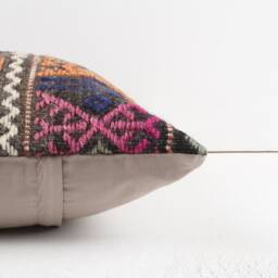 Vintage Turkish Kilim Pillow Cover Handwoven Wool Throw - 16''x16'' - thumbnail 4