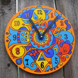 Orbit Mandala Record Clock - Psychedelic Geometric Hand Painted Bohemian Home Decor Made From Recycled Vinyl - thumbnail 4