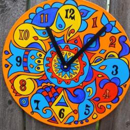 Orbit Mandala Record Clock - Psychedelic Geometric Hand Painted Bohemian Home Decor Made From Recycled Vinyl - thumbnail 3