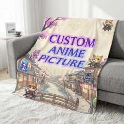 Custom Anime Blanket, Gifts, Merch, Cute Gift, Kawaii Kids Blanket, Adult Blanket - thumbnail 2