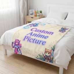 Custom Anime Blanket, Gifts, Merch, Cute Gift, Kawaii Kids Blanket, Adult Blanket - thumbnail 3
