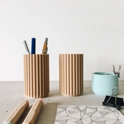 Pen Holder/Vase Desk Organizer Stockholm Printed in Wood, Hygge, Minimalist Scandinavian Design For Our Desk Original Gift Her Or Him - thumbnail 2
