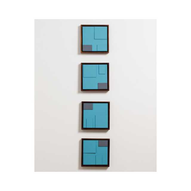 Original Modern Minimalist Painting On Wood Art Wall Geometric Blue & Gray Decor