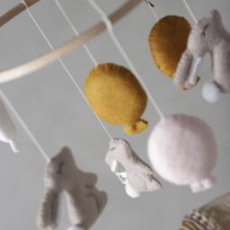 Rabbit Mobile With Cute Bunnies & Colorful Balloons, Gift, Baby Shower, Felt, Handmade, Nursery, Rabbits, For Children's Room - thumbnail 3