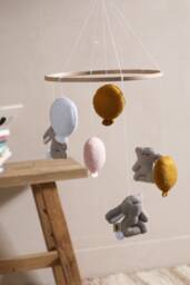 Rabbit Mobile With Cute Bunnies & Colorful Balloons, Gift, Baby Shower, Felt, Handmade, Nursery, Rabbits, For Children's Room - thumbnail 1