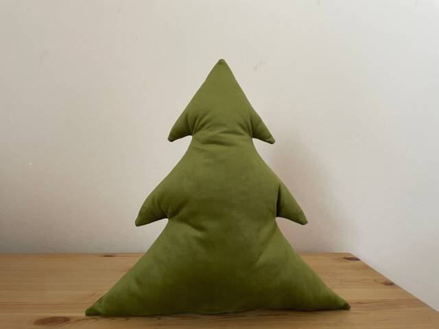 Pine Tree Shaped Pillow, Tree Velvet Cushion, Christmas Green Xmas Nursery Decor Throw - image 1