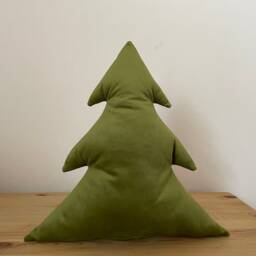 Pine Tree Shaped Pillow, Tree Velvet Cushion, Christmas Green Xmas Nursery Decor Throw - thumbnail 3