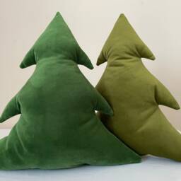 Pine Tree Shaped Pillow, Tree Velvet Cushion, Christmas Green Xmas Nursery Decor Throw - thumbnail 2