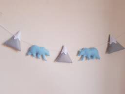 Bear & Mountain Garland, Wall Hanging, Travel, Blue, Boys Room, Adventure, Nursery, Kids Wild, Scandi Decor, Mountains, Bears - thumbnail 1