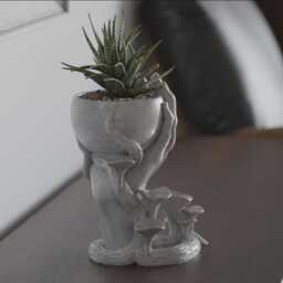 Artistic Hand & Mushroom Planter - Unique Modern Decorative Pot - thumbnail 2