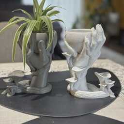 Artistic Hand & Mushroom Planter - Unique Modern Decorative Pot - thumbnail 3