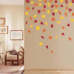 Leaves Wall Decal Set - 57 Individual Leaves in 3 Different Colors Nature Decor - thumbnail 1