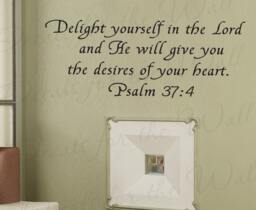 Delight Yourself Lord Psalm 374 Inspirational Home Religious God Bible Wall Quote Decal Decoration Sticker Vinyl Decor Art Mural R25 - thumbnail 1