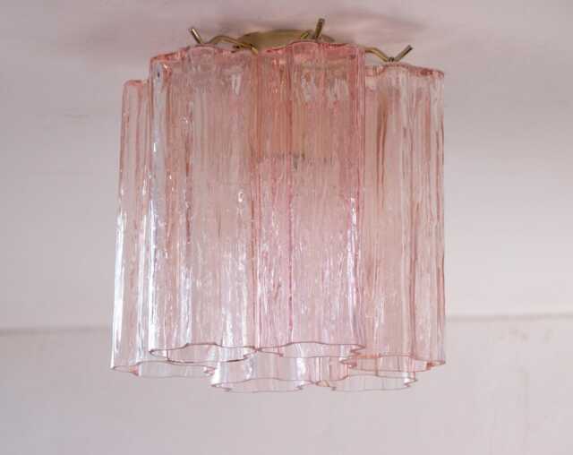 Murano Ceiling Light ??20 cm - Pink Glass Hand-Blown Italy Mazzega Style Decorative Lamp - image 1