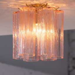 Murano Ceiling Light ??20 cm - Pink Glass Hand-Blown Italy Mazzega Style Decorative Lamp - thumbnail 4