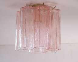 Murano Ceiling Light ??20 cm - Pink Glass Hand-Blown Italy Mazzega Style Decorative Lamp - thumbnail 1