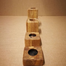 Big Set Candleholders Solid Oak - 4Pcs - thumbnail 4