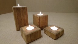 Big Set Candleholders Solid Oak - 4Pcs