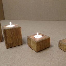 Big Set Candleholders Solid Oak - 4Pcs - thumbnail 3