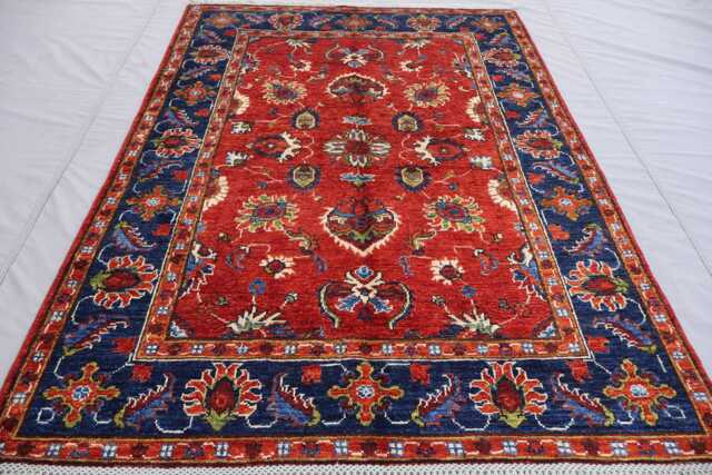 4x6 Red Bijdar Rug, Fine Quality Afghan Hand Knotted Wool Rug, Tribal Oriental Natural Veg Dyes Rug For Living Room, Bedroom - image 1