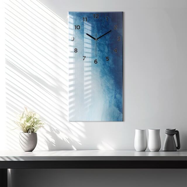 Water Abstraction Unique Wall Clock, Blue Modern Abstraction Horizontal Personalized Clock - image 1