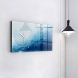 Water Abstraction Unique Wall Clock, Blue Modern Abstraction Horizontal Personalized Clock - thumbnail 2