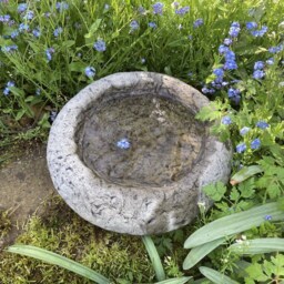 Reconstituted Stone Garden Small Rustic Rockery Shallow Bird Feeder/ Bee Water Dish - thumbnail 2