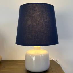Navy Cotton French Drum Lampshade, Empire Navy Blue Ceiling Light Shade - thumbnail 3