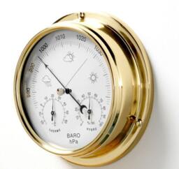 Tabic Solid Brass Barometer With Built in Hygrometer & Thermometer, Heavy Lacquered - 1/2Kg, Handmade in England - thumbnail 1