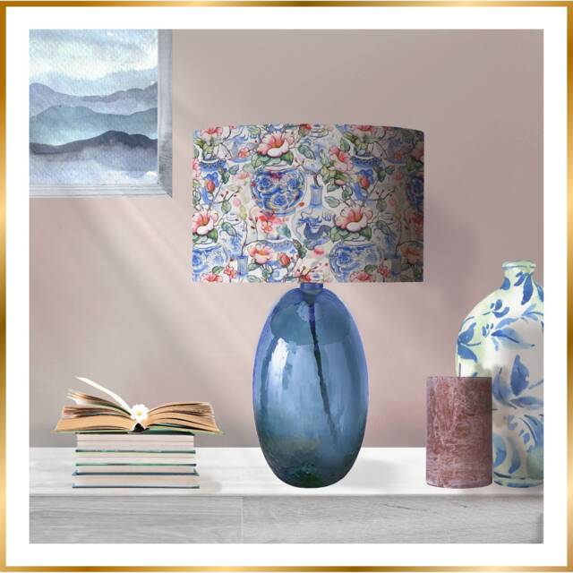Oriental Vases Lamp Shade With Mirror Gold Lining, Decor - image 1