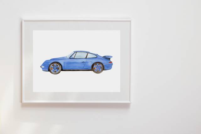 Watercolor Retro Car Print Classic Automotive Wall Art - image 1