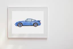 Watercolor Retro Car Print Classic Automotive Wall Art - thumbnail 1