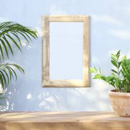 Reclaimed Teak Wood Mirror Frame Home Decor - thumbnail 1