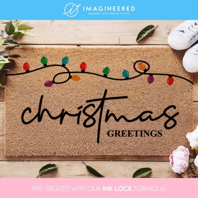 Christmas Greetings Doormat - Festive Holiday Rug Xmas Decorations Welcome Mat Porch Decoration Decor - image 1