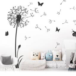 Wall Sticker Dandelion With Flying Seeds Butterflies Wall Decal Decoration Tattoo Room Interior Design W316