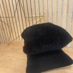 Black Sheepskin Cushions , Black Cushions, Genuine Sheepskin - thumbnail 2