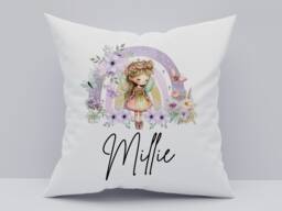 Personalized Fairy Rainbow Cushion, Kids Bedroom Decor - thumbnail 1