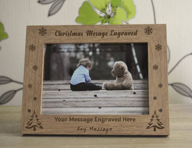 Engraved Wooden Photo Frame 8 X 10 Christmas, New Year Personalised With Any Text Baby's Family Friends Gift Keepsake