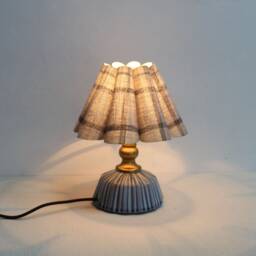 Handmade Blue Plaid Fabric Lamp Ceramic Base For Home Decor-104# - thumbnail 4