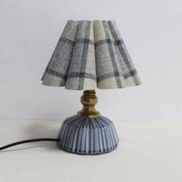 Handmade Blue Plaid Fabric Lamp Ceramic Base For Home Decor-104# - thumbnail 2