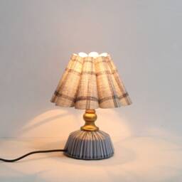Handmade Blue Plaid Fabric Lamp Ceramic Base For Home Decor-104#