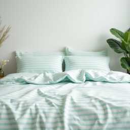 Mint Stripe Cotton 1 Duvet Cover Checkered Comforter Set Cozy Bedroom Decor Duvet - thumbnail 3