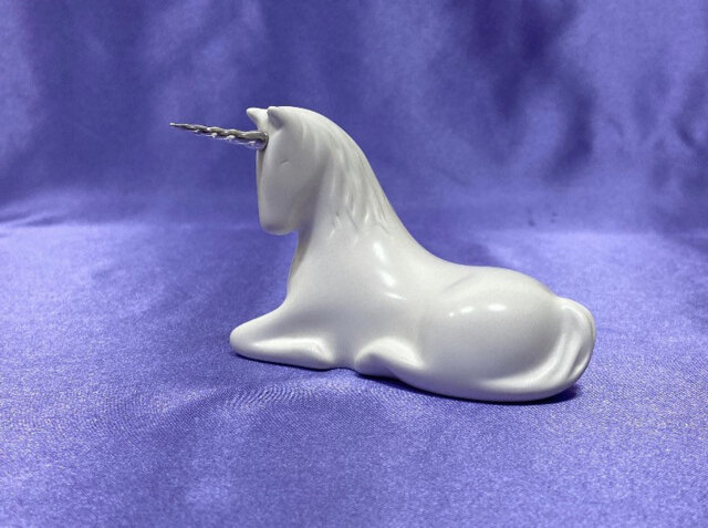 Unicorn Sculpture 110mm For Healing & Meditation With Sterling Silver Horn - image 1