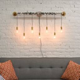 Wall Chandelier - Unique Bedroom Lighting Large Sconce 7 Pendant Light Fixture Custom Wood Bracket Plug in Or Hardwired - thumbnail 3