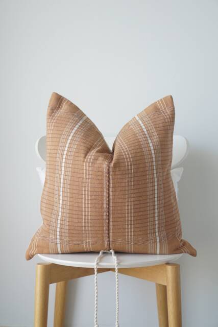 Brown Tribal Hemp Hand Woven Natural Dye Color Hmong Lumbar Pillow Cover - image 1